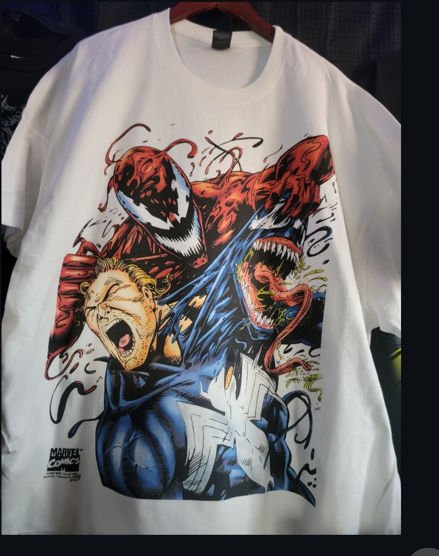 SPIDERMAN VENOM CARNAGE UNLEASHED ON SHAKA HEAVYWEIGHT GARMET DYED T SHIRT