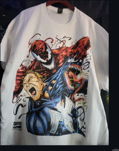 SPIDERMAN VENOM CARNAGE UNLEASHED ON SHAKA HEAVYWEIGHT GARMET DYED T SHIRT
