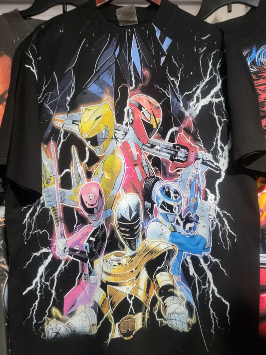 POWER RANGERS ON SHAKA HEAVYWEIGHT GARMET DYED T SHIRT