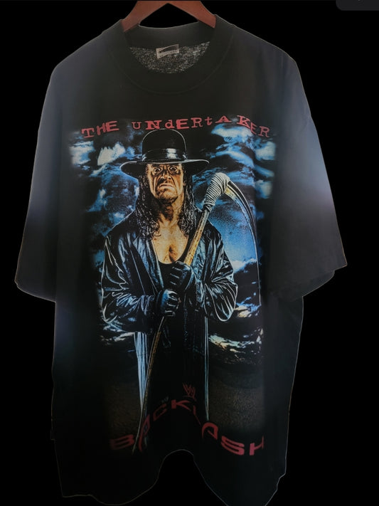 UNDERTAKER BACKLASH ON SHAKA HEAVYWEIGHT GARMET DYED T SHIRT(wrestling