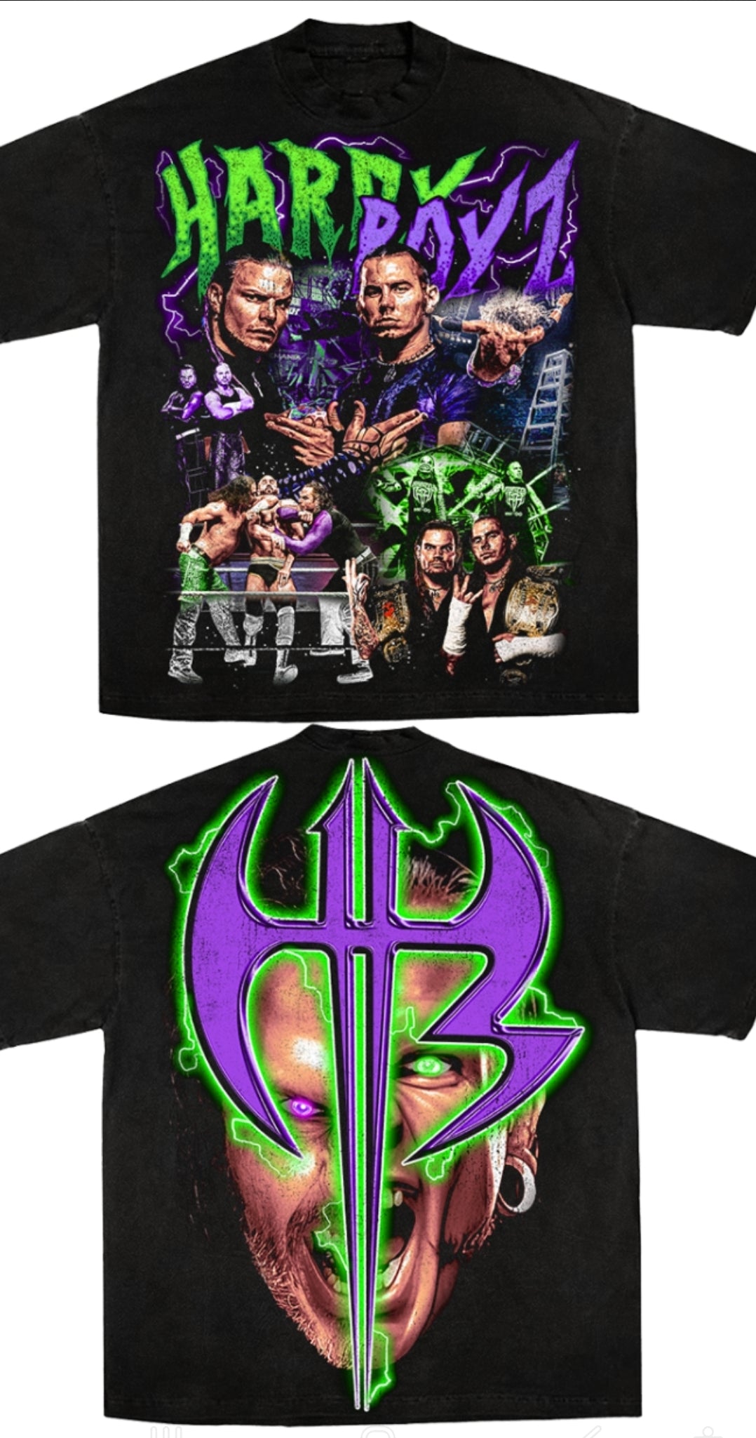HARDY BOYZ ON SHAKA HEAVYWEIGHT GARMET DYED T SHIRT Wrestling
