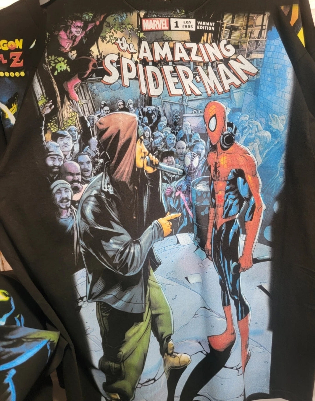 SPIDERMAN vs. EMINEM ON SHAKA HEAVYWEIGHT GARMET DYED T SHIRT