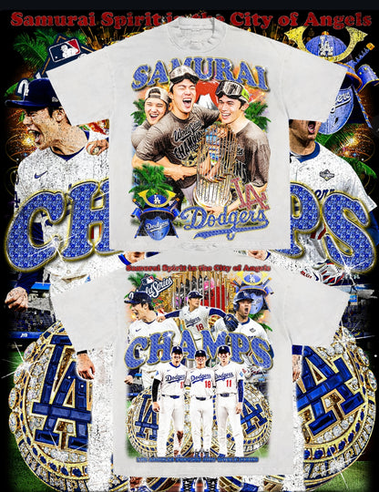 LA DODGERS SAMURIA ON SHAKA HEAVYWEIGHT GARMET DYED T SHIRT