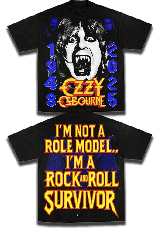 OZZY (FRONT & BACK)Jumbo print ON SHAKA HEAVYWEIGHT GARMET DYED T SHIRT