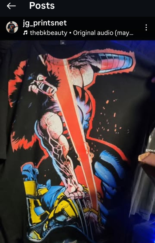 WOLVERINE VS CYCLOPS ON SHAKA HEAVY GARMET DYED T