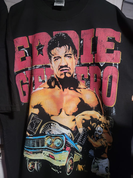 EDDIE GUERRERO ON SHAKA HEAVYWEIGHT GARMET DYED T SHIRT (Wrestling