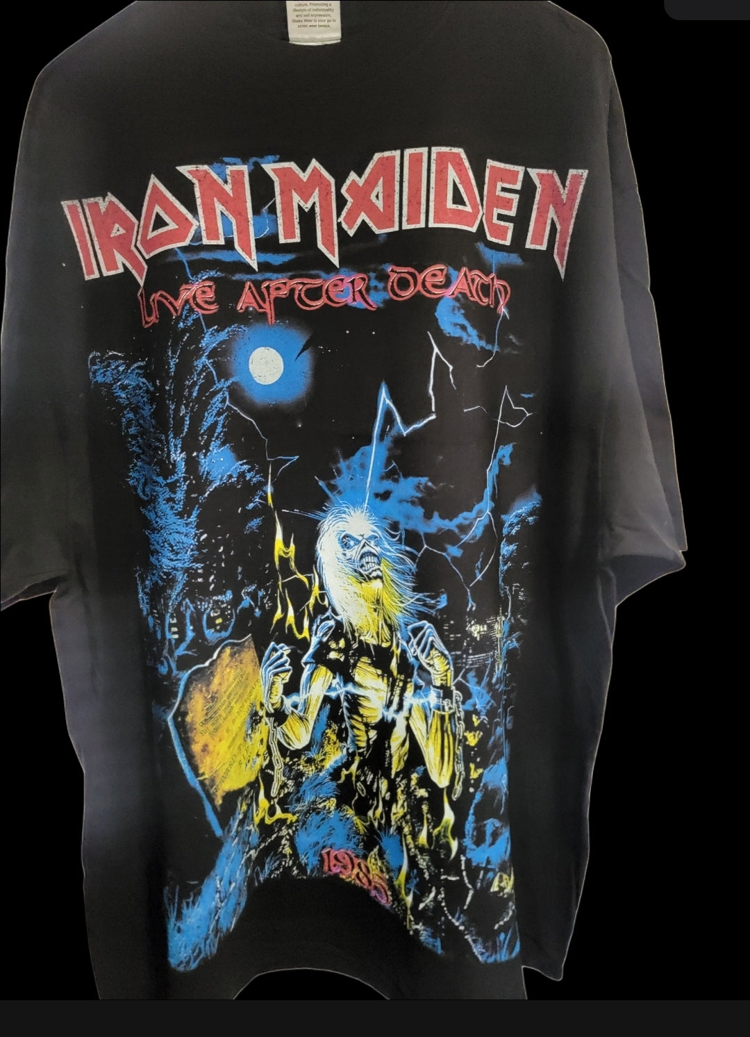 IRON MAIDEN LIFE AFTER DEATH Jumbo print ON SHAKA HEAVYWEIGHT GARMET DYED T SHIRT