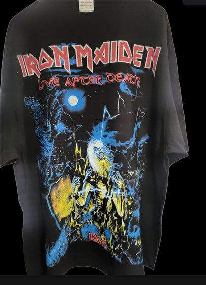 IRON MAIDEN LIFE AFTER DEATH Jumbo print ON SHAKA HEAVYWEIGHT GARMET DYED T SHIRT