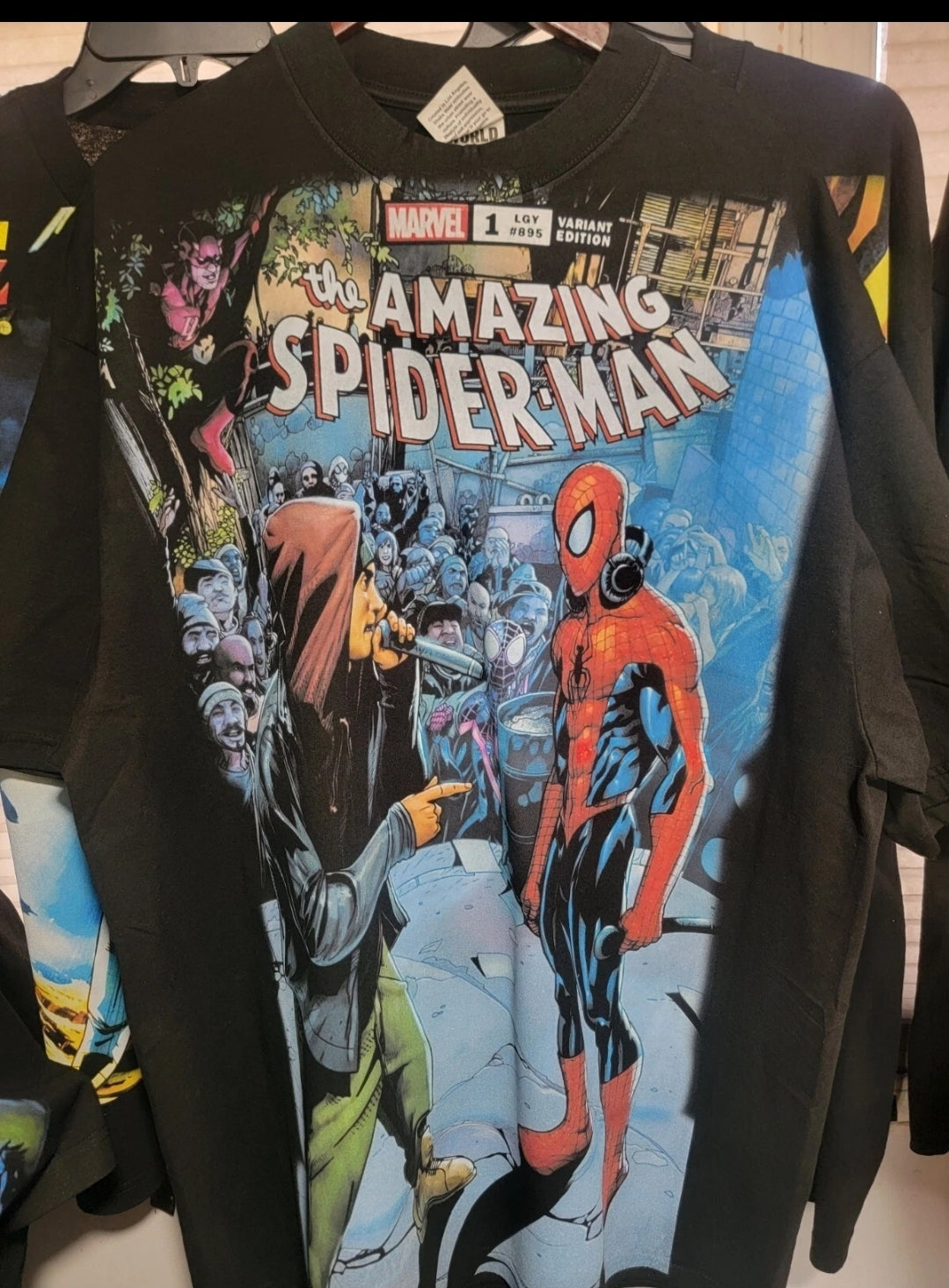 SPIDERMAN vs. EMINEM ON SHAKA HEAVYWEIGHT GARMET DYED T SHIRT