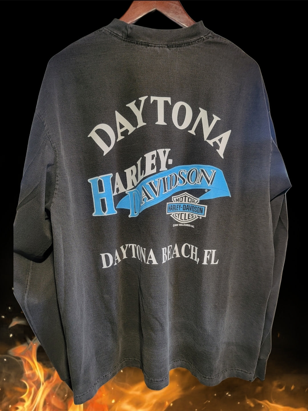 LONGSLEEVE VNTG HARLEY REPRINT ON HEAVYWEIGHT SHIRT