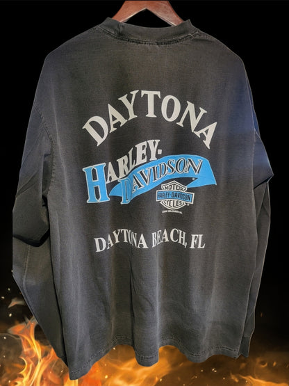 LONGSLEEVE VNTG HARLEY REPRINT ON HEAVYWEIGHT SHIRT