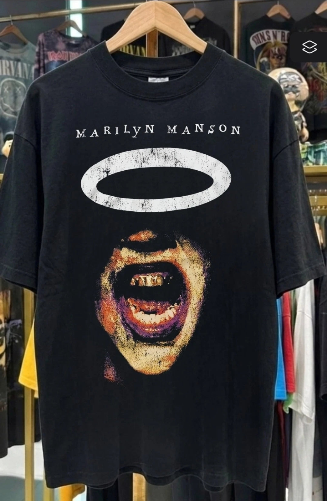 MARILYN MANSON BIGGER THAN SATAN On SHAKA HEAVYWEIGHT GARMET SHIRT