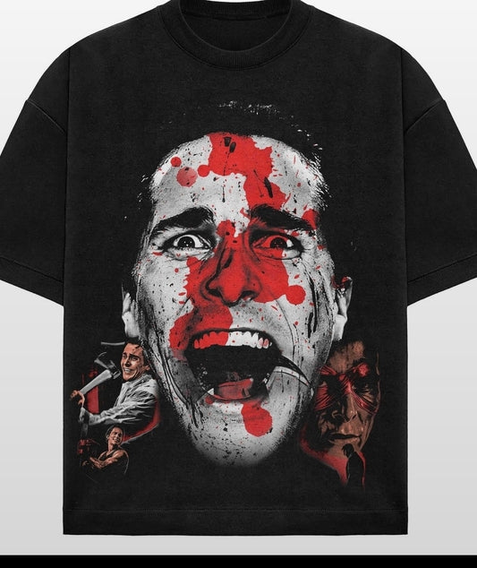 AMERICAN PSYCO ON SHAKA HEAVYWEIGHT GARMET DYED T SHIRT "HORROR"
