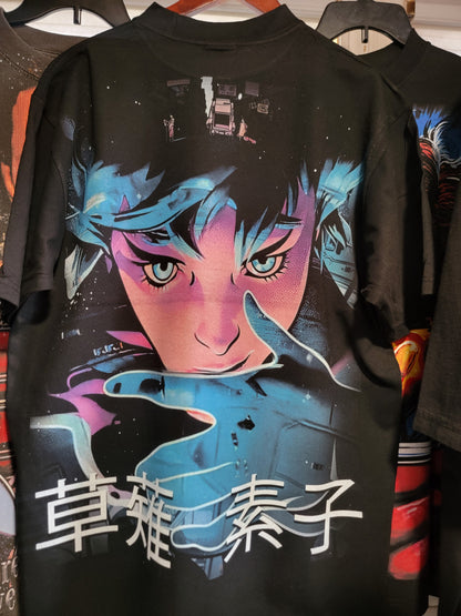 GHOST IN A SHELL ON SHAKA HEAVYWEIGHT GARMET DYED T SHIRT