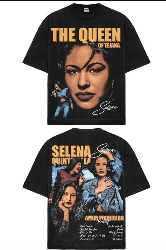 SELENA QUEEN OF TEJANA ON SHAKA HEAVYWEIGHT GARMET DYED T