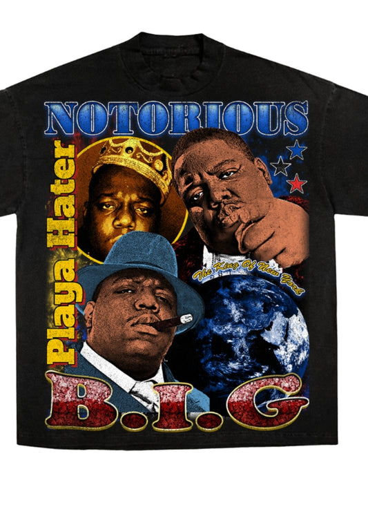 NOTORIOUS B.I.G  ON SHAKA HEAVYWEIGHT GARMET DYED T SHIRT