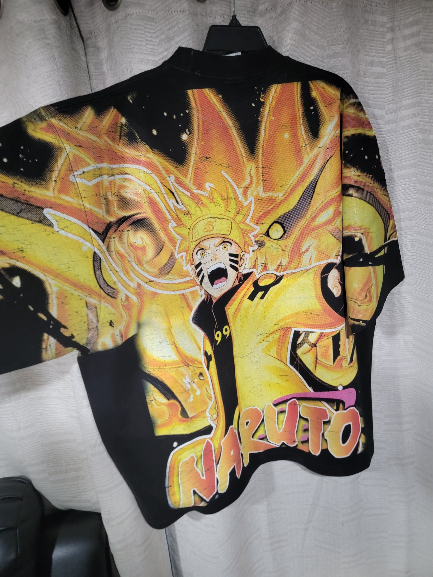 NARUTO AOP (FRONT & Back)ON SHAKA HEAVYWEIGHT GARMET DYED T SHIRT