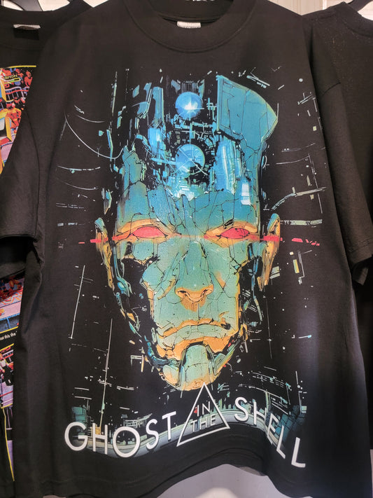 GHOST IN A SHELL ON SHAKA HEAVYWEIGHT GARMET DYED T SHIRT