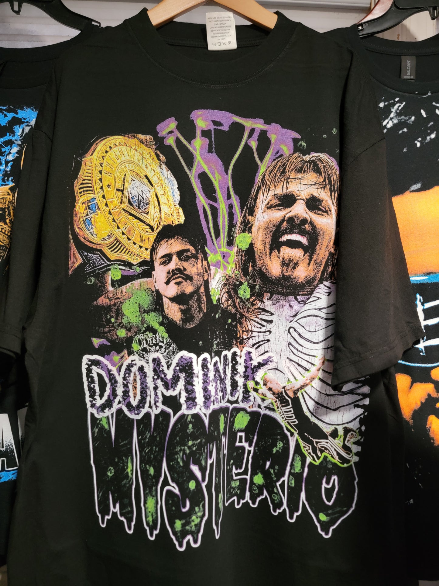 DOMINIK MYSTERIO ON SHAKA HEAVY GARMET DYED T SHIRT (Dirty Dom) WRESTLING