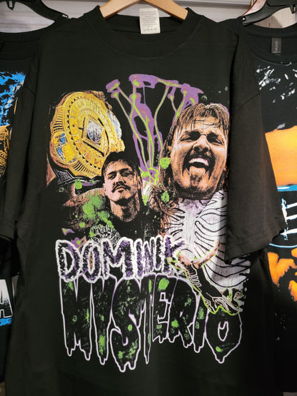 DOMINIK MYSTERIO ON SHAKA HEAVY GARMET DYED T SHIRT (Dirty Dom) WRESTLING