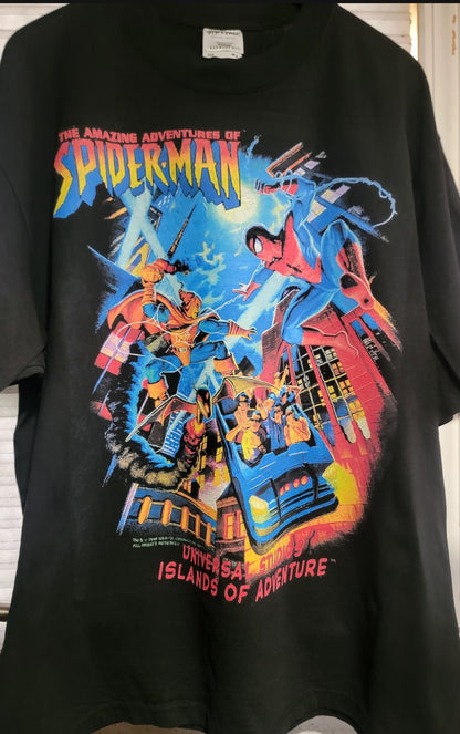 1998 Universal Studios Spider-Man remake On SHAKA HEAVYWEIGHT GARMET SHIRT