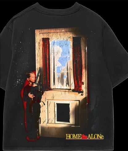 HOME ALONE (design 2) ON SHAKA HEAVYWEIGHT GARMET DYED T SHIRT