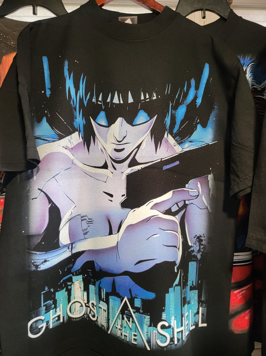GHOST IN A SHELL ON SHAKA HEAVYWEIGHT GARMET DYED T SHIRT