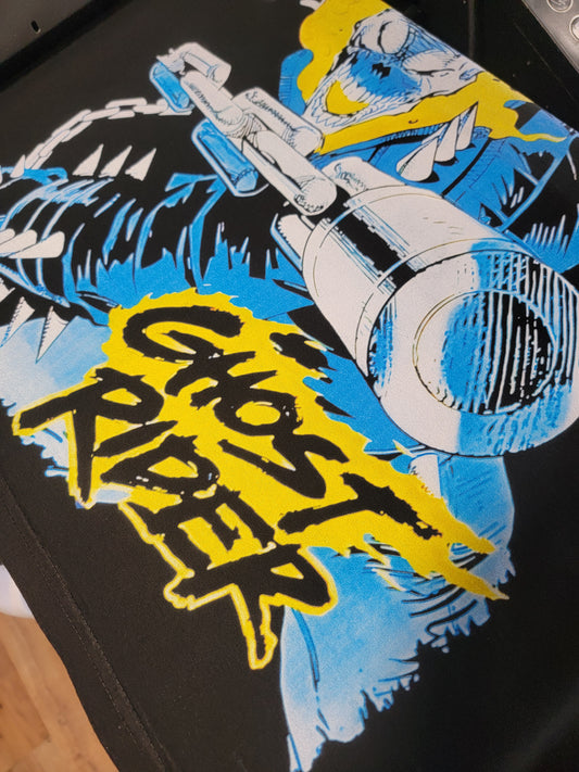 Ghost rider Retro , Big print ON SHAKA HEAVYWEIGHT GARMET DYED T