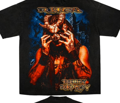 RHEA BLOODY RIPLEY  ON SHAKA HEAVYWEIGHT GARMET DYED T SHIRT WRESTLING