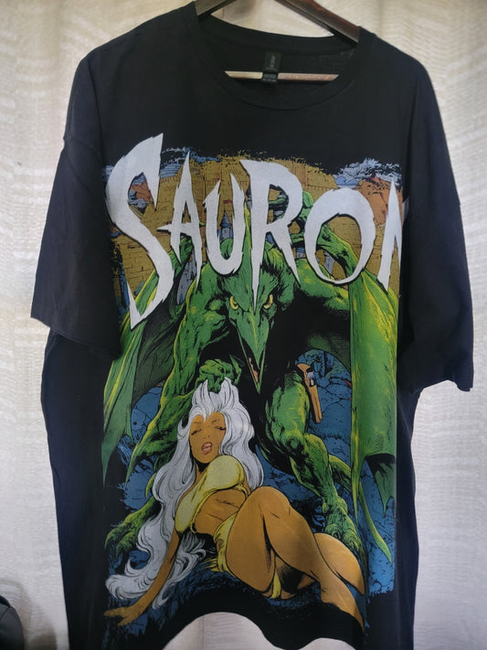 SAURON &STORM IN THE SAVAGE LANDS ON SHAKA HEAVYWEIGHT GARMET DYED T SHIRT