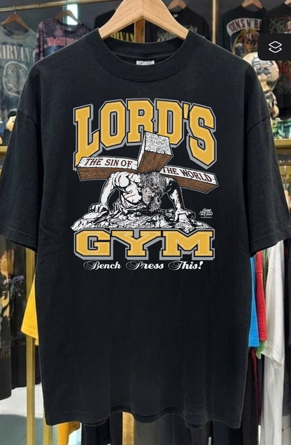 LORDS GYME HIS PAIN IS YOUR GAIN ON SHAKA HEAVYWEIGHT GARMET DYED T SHIRT 1992 remake