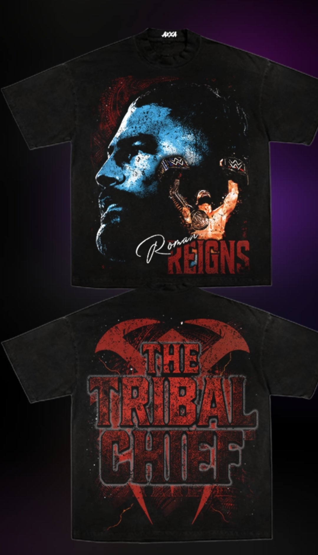 TRIBAL CHIEF ON SHAKA HEAVYWEIGHT GARMET DYED T SHIRT (Wrestling