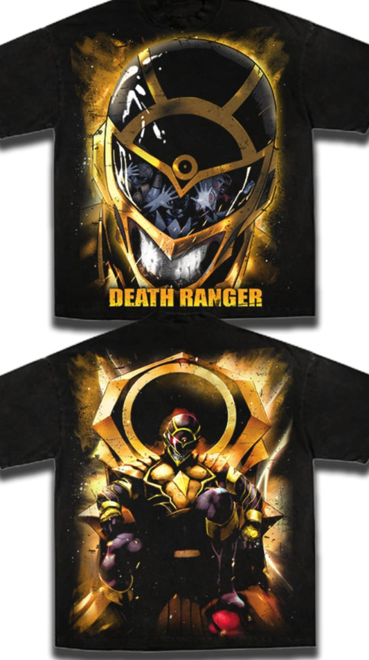 DEATH RANGER ON SHAKA HEAVYWEIGHT GARMET DYED T SHIRT ( POWER RANGERS