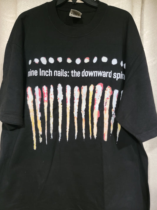 NIN DOWNWARD SPIRAL ON SHAKA HEAVYWEIGHT GARMET DYED T SHIRT