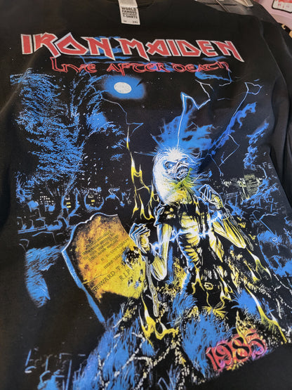 IRON MAIDEN LIFE AFTER DEATH Jumbo print ON SHAKA HEAVYWEIGHT GARMET DYED T SHIRT