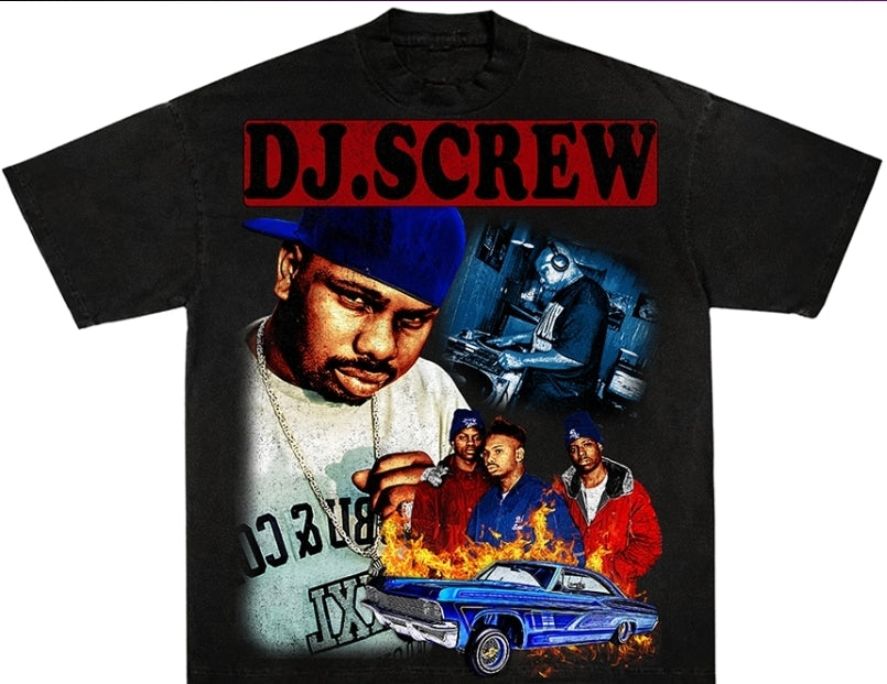 DJ SCREW ON SHAKA HEAVYWEIGHT GARMET DYED T SHIRT