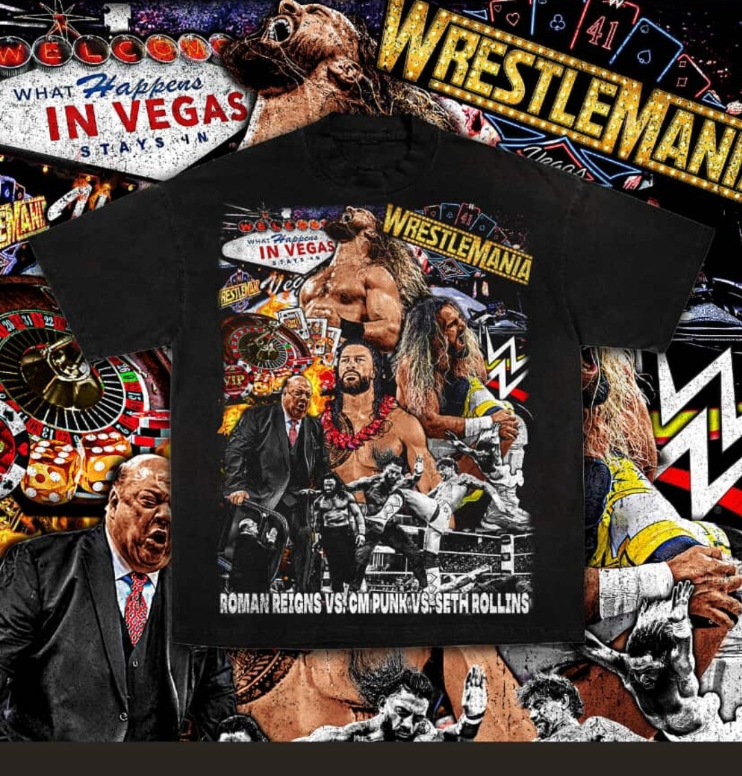 WRESTLEMANIA  SETH ROLLINS ROMAN REINS VS CM PUNK " WRESTLING