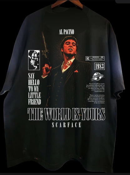 SCAREFACE ON SHAKA HEAVYWEIGHT GARMET DYED T SHIRT "MOVIE"