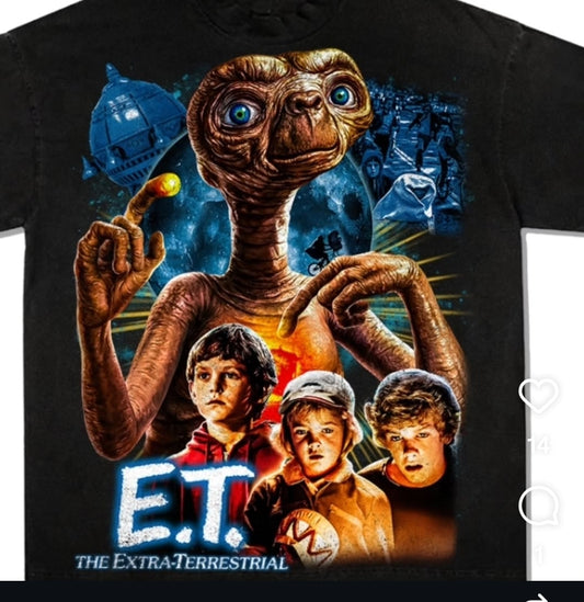 E.T ON SHAKA HEAVYWEIGHT GARMET DYED T SHIRT "Horror