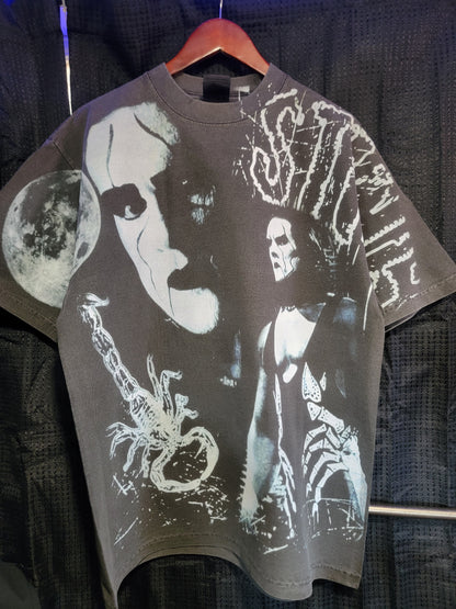 STING AOP ON SHAKA HEAVY GARMET DYED T, "wrestling "