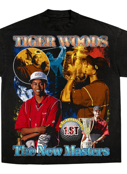 TIGER WOODS ON A SHAKA HEAVYWEIGHT GARMET DYED T SHIRT "MODERN