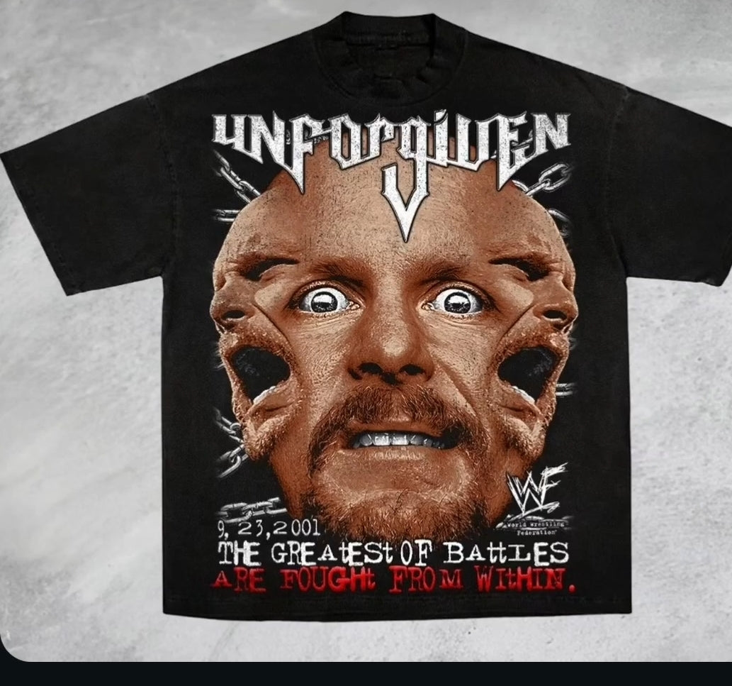 Stone Cold Unforgiven on Shaka heavyweight garment dye t-shirt ( wrestling