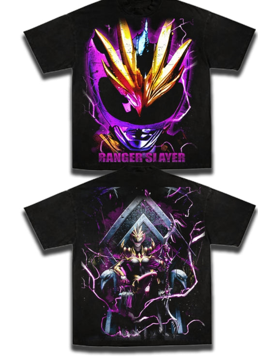 RANGER SLAYER ON SHAKA HEAVYWEIGHT GARMET DYED T SHIRT ( POWER RANGERS