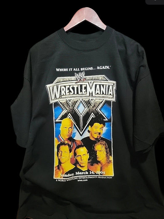 WRESTLEMANIA XX ON SHAKA HEAVYWEIGHT GARMET DYED T SHIRT WRESTLING