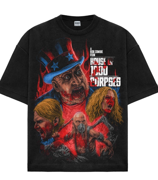 HOUSE OF 1000 CORPSES ON SHAKA HEAVYWEIGHT GARMET DYED T SHIRT "Horror"