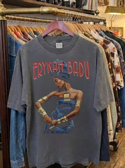 ERYKAH  BADU TOUR 2001 ON A SHAKA HEAVYWEIGHT GARMET DYED T SHIRT "MODERN"