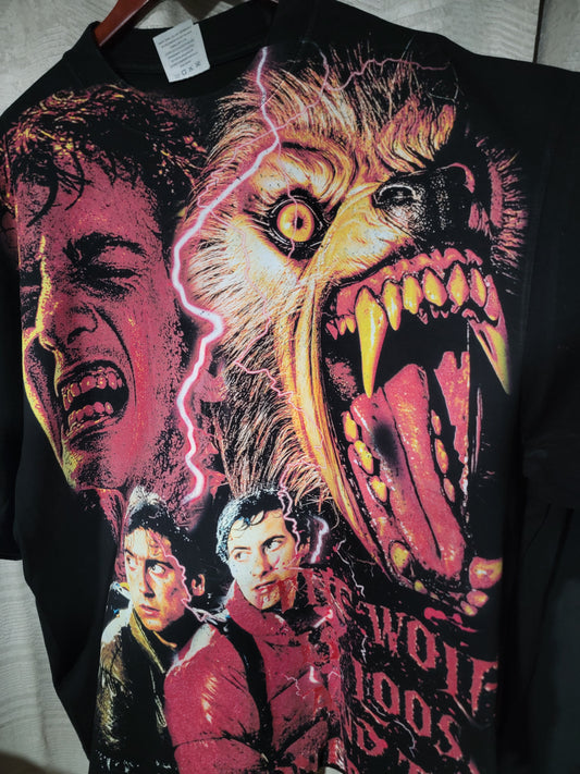 AMERICAN WEARWOLF IN LINDON AOP(FRONT ONLY) ON SHAKA HEAVYWEIGHT GARMET DYED T SHIRT "HORROR