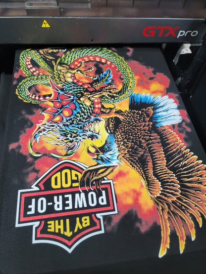 BY THE POWER OF GOD T SHIRT ( EAGLE DRAGON)