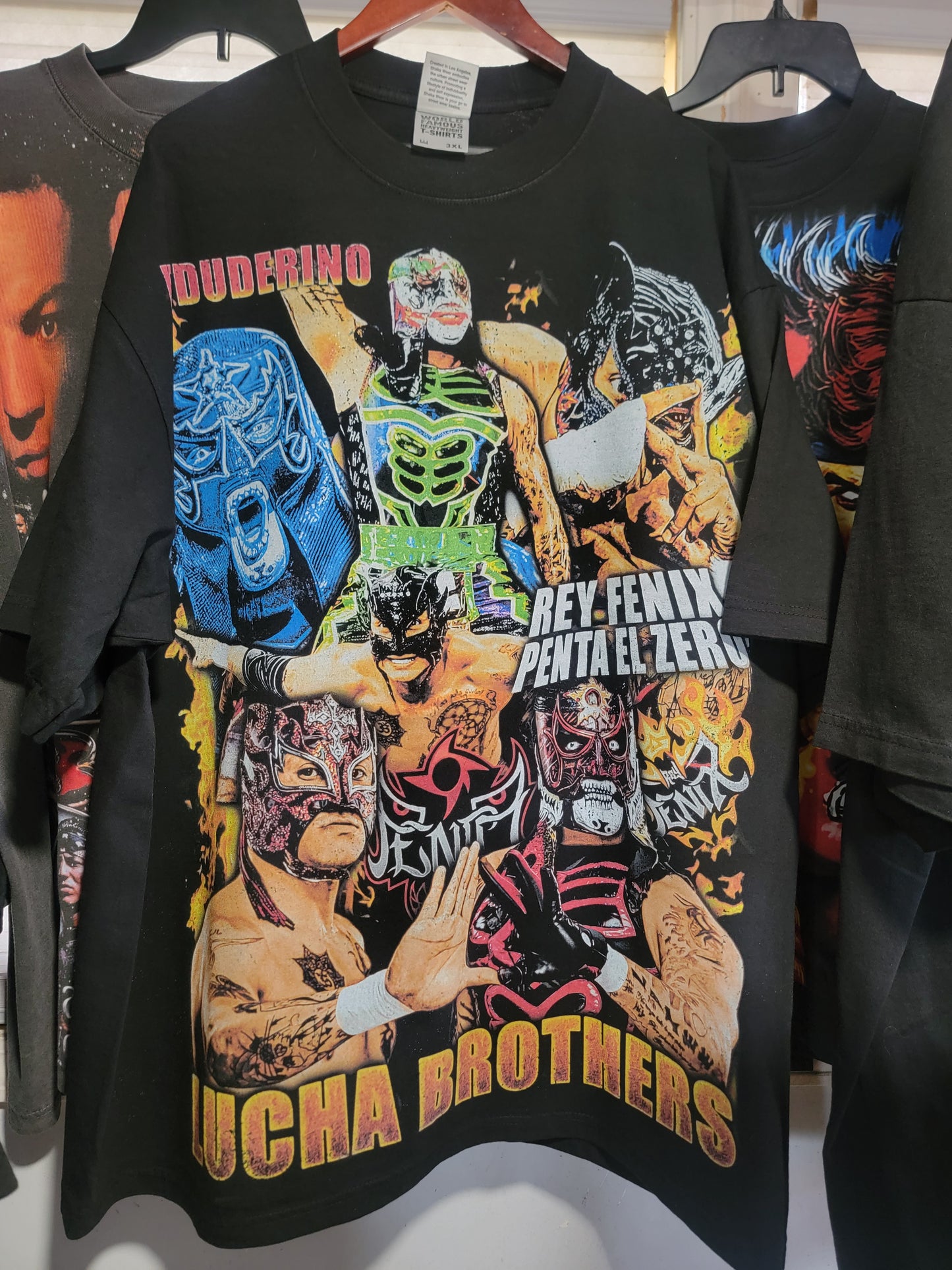 LUCHA BROTHERS ON SHAKA HEAVYWEIGHT GARMET DYED T SHIRT WRESTLING