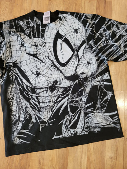 SPIDERMAN AOP (FRONT ONLY)ON SHAKA HEAVYWEIGHT GARMET DYED T SHIRT